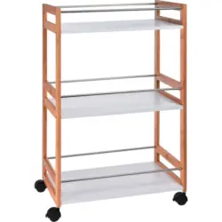 K&uuml;chenregal Bambus Mit Rollen B: 51 Cm Braun