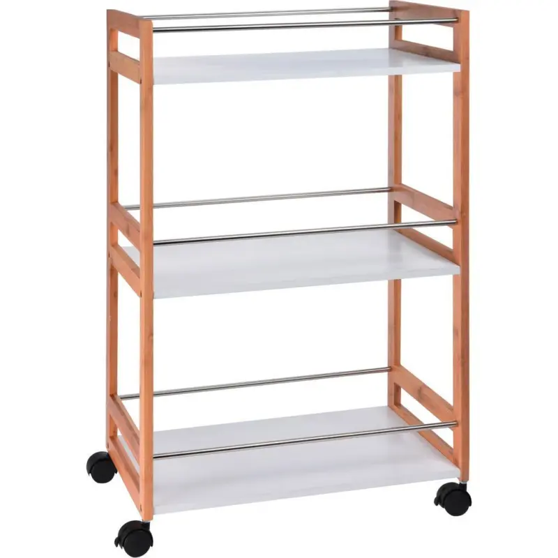 K&uuml;chenregal Bambus Mit Rollen B: 51 Cm Braun