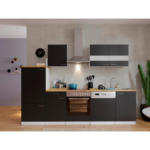 Möbelix Küchenzeile Economy Mit Geräten 280 Cm Schwarz/nussbaum Dekor