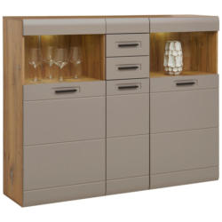 Highboard M. Glaselementen B: 155cm Auris Basalt/eiche Dekor