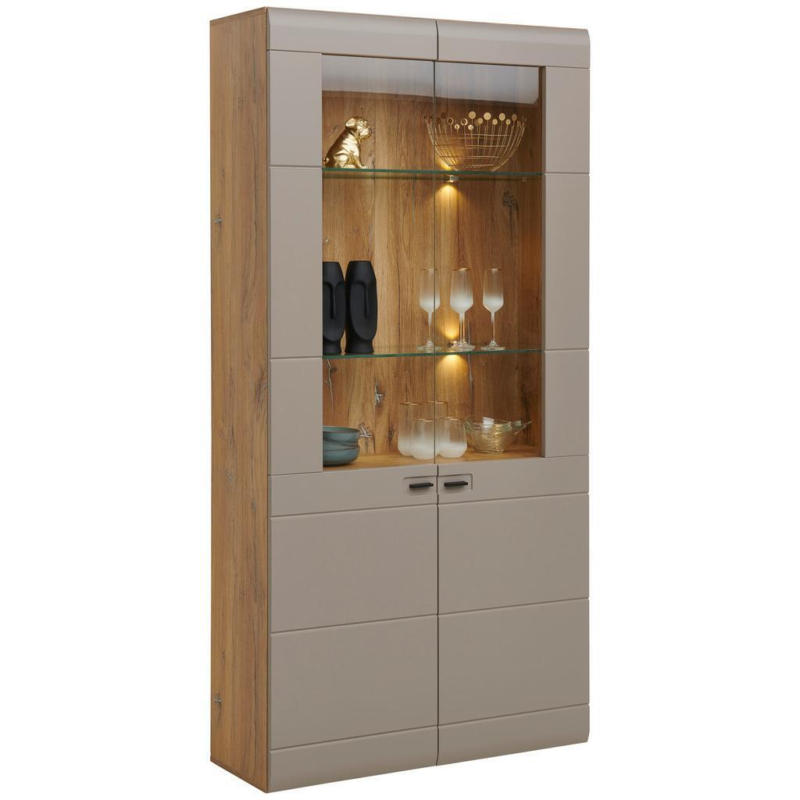 Vitrine Auris B: 100 Cm Basalt/eiche Dekor