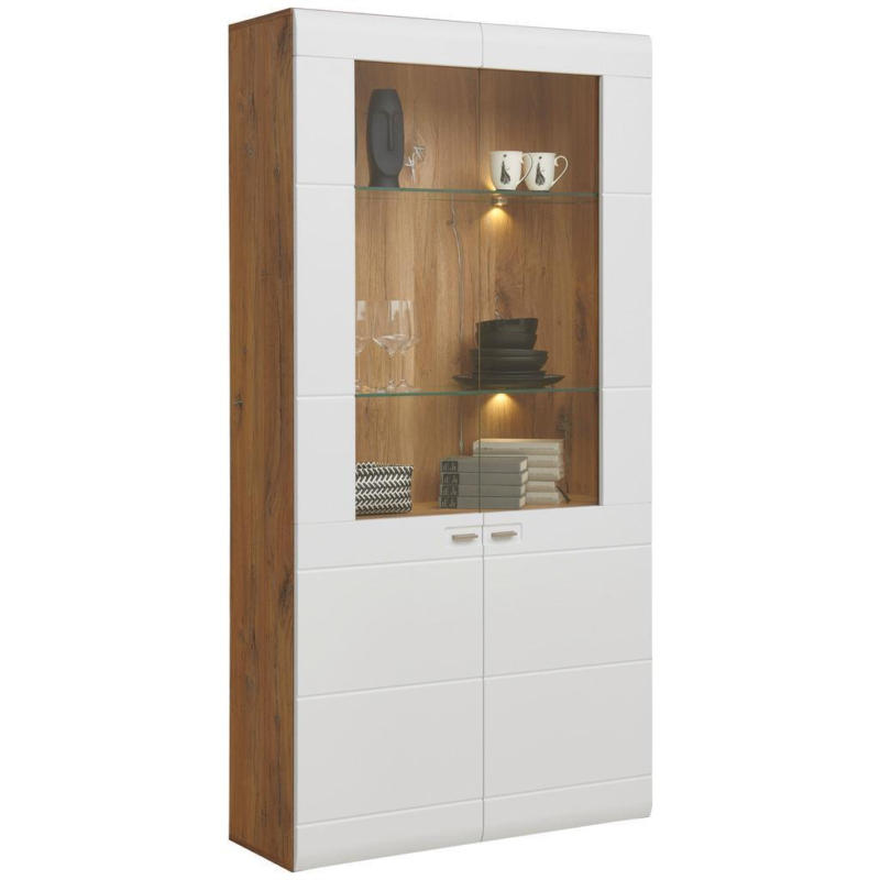 Vitrine Auris B: 100 Cm Weiß/eiche Dekor