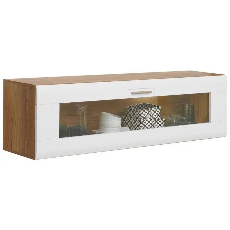 H&auml;ngevitrine Auris B: 150 Cm Wei&szlig;/eiche Dekor
