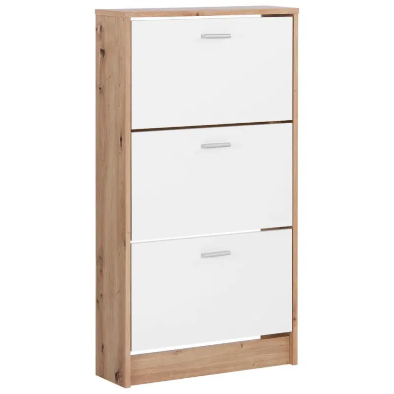 Schuhkipper Da13 3 Klappen 6 Paar Weiß/Eiche Dekor B: 58 cm