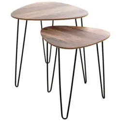 Beistelltisch 2er Set Duo, Eiche Dekor/schwarz