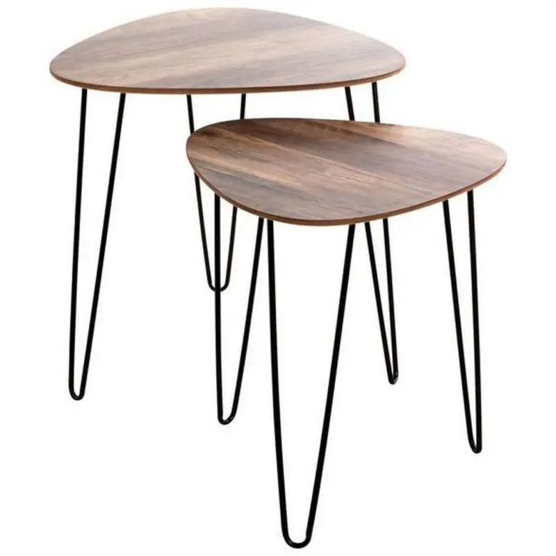 Beistelltisch 2er Set Duo, Eiche Dekor/schwarz