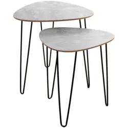 Beistelltisch 2er Set Duo, Betonoptik/Schwarz
