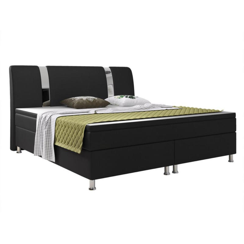 Boxspringbett Mit Topper Lederlook 180x200 Riva