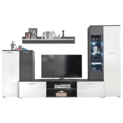 Wohnwand 4-Tlg. Mit Led Melody, Weiß/Anthrazit