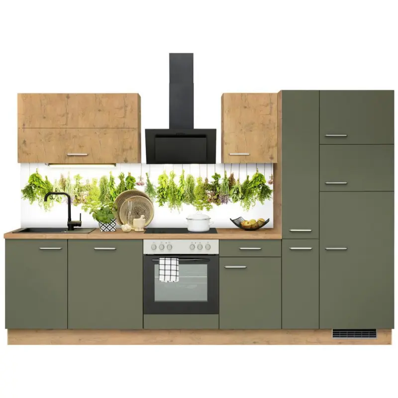 Küchenzeile Ip1200 mit Geräte B: 310 cm Terra Opal/Eiche