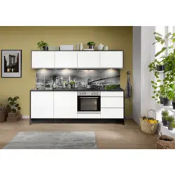 Küchenzeile Ip7500 Mit Geräten 245 Cm Weiß/lavagrau