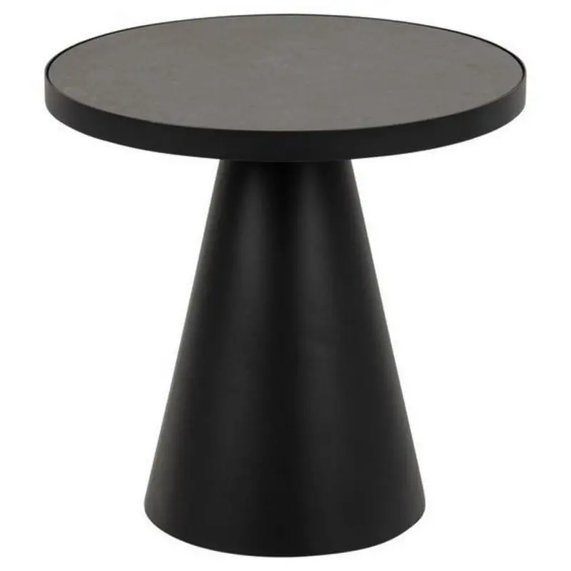 Couchtisch Rund Metall Mit Glasplatte Soli Schwarz