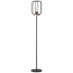 Stehlampe Holz Tosh Schwarz/Braun Industrial-Style
