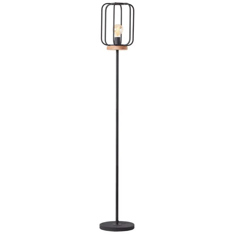 Stehlampe Holz Tosh Schwarz/Braun Industrial-Style