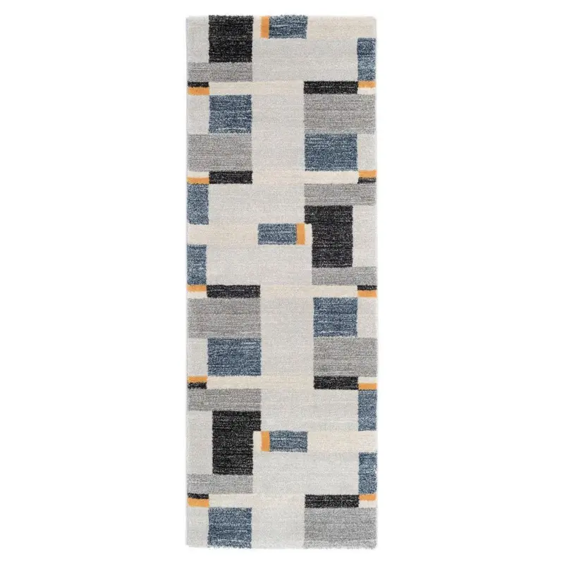 Teppich Läufer Blau/gelb/grau Palazzo Bloc 80x250 Cm