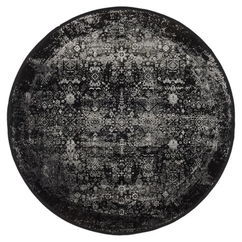 Webteppich Grau/Schwarz Calais Ø 160 cm