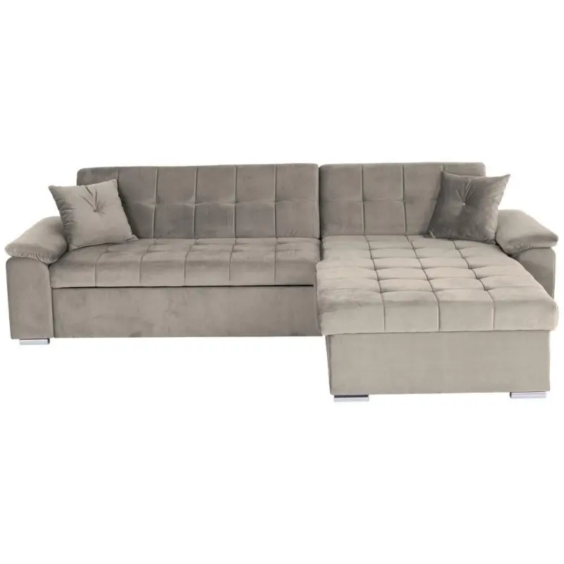 Ecksofa mit Schlaffunktion und Bettkasten Beige