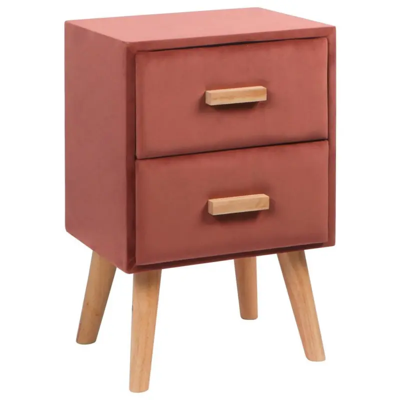 Nachtkästchen Natur/Pink teilmassiv H: 51,5 cm Winnie