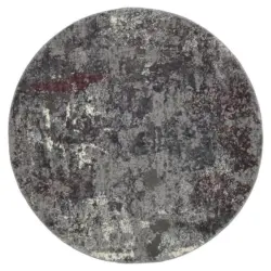 Webteppich Grau/aubergine Timeline Quantum Ø 120 Cm Grau, Aubergine, Hellgrau, Dunkelgrau