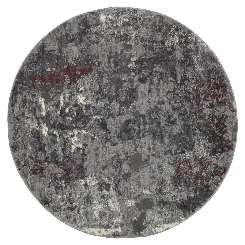 Webteppich Grau/aubergine Timeline Quantum Ø 120 Cm Grau, Aubergine, Hellgrau, Dunkelgrau