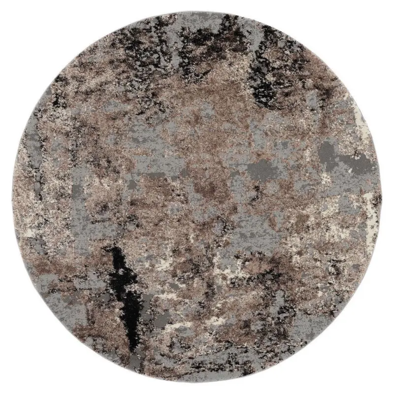 Webteppich Braun/Beige Timeline Quantum Rund Ø 120 cm