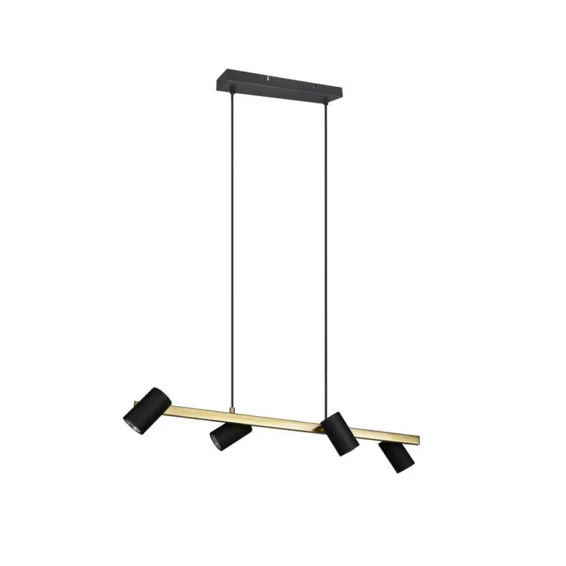 Hängeleuchte Marley H: 150 Cm 4-Flammig, Schwarz/goldfarben