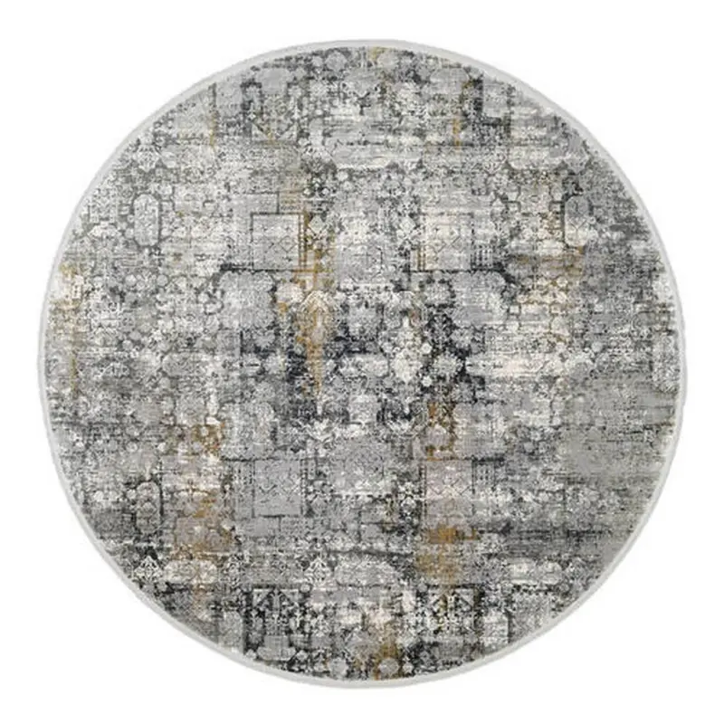 Webteppich Grau/goldfarben Sinfonia Rund Ø 240 Cm