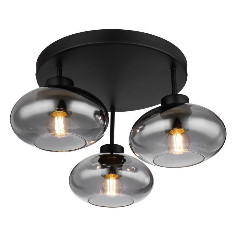 Deckenleuchte Ø 40 cm 3-Flammig mit Rauchglas