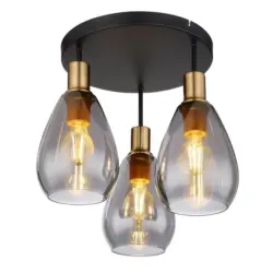 Deckenleuchte Ø 38 cm 3-Flammig mit Rauchglas