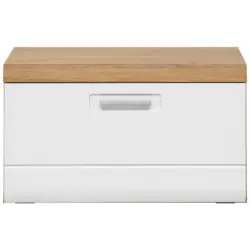 Garderobenbank Auris B: 70 Cm Mit Klappe, Weiß/eiche Dekor