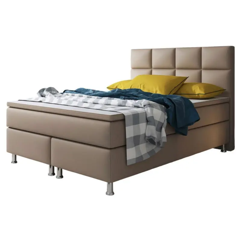 Boxspringbett Mit Topper Lederlook 140x210 Miami
