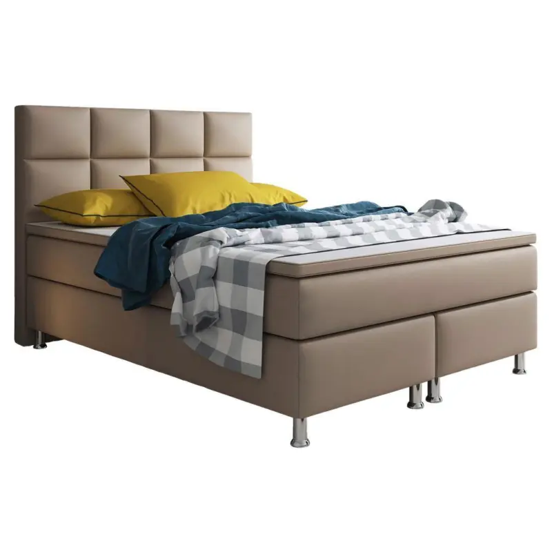 Boxspringbett Mit Topper Lederlook 140x210 Maimi-F