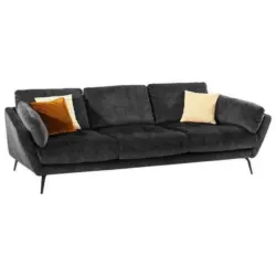Big Sofa Softy mit Kissen B: 254 cm Dunkelgrau Velours