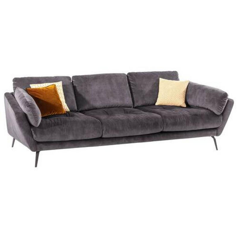 Big Sofa Softy mit Kissen B: 254 cm Grau Velours