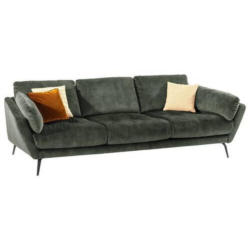 Big Sofa Softy mit Kissen B: 254 cm Dunkelgrün Velours