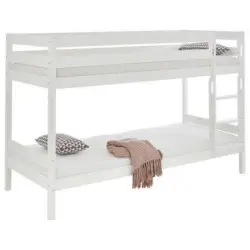 Etagenbett Lupo 2 Weiß Buche Massiv mit Absturzsicherung