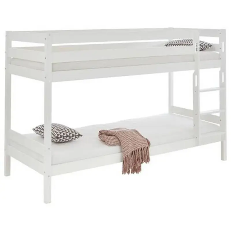 Etagenbett Lupo 2 Weiß Buche Massiv mit Absturzsicherung