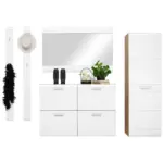 Möbelix Garderoben-set Auris Weiß/eiche Dekor 5--Teilig.