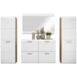 Möbelix Garderoben-set Auris Weiß/eiche Dekor 4--Teilig.
