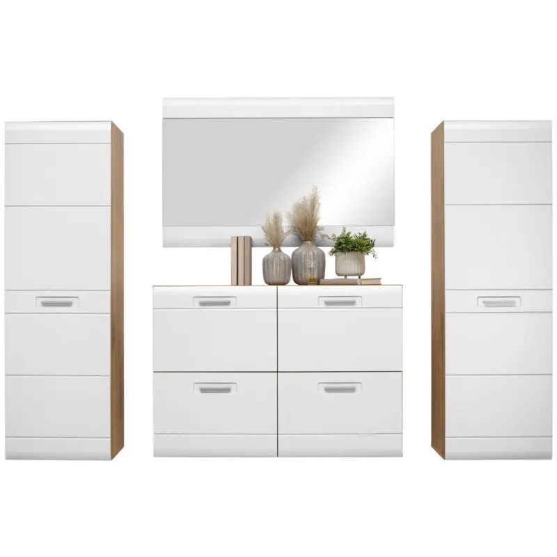 Garderoben-set Auris Weiß/eiche Dekor 4--Teilig.