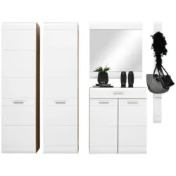 Garderoben-Set Auris Weiß/Eiche Dekor 5--Teilig.