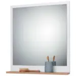 Möbelix Badspiegel Bodo BxH: 60x67 cm Rechteckig, Weiß/Eiche Dekor