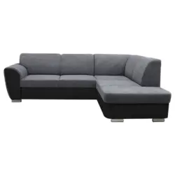 Ecksofa mit Bettkasten Doris Rücken Echt Grau/Schwarz