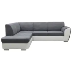 Ecksofa mit Bettkasten Doris Rücken Echt Grau/Weiß