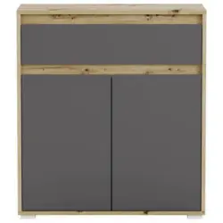 Kommode Grifflos B: 76 Cm Torino Eiche Dekor/grau