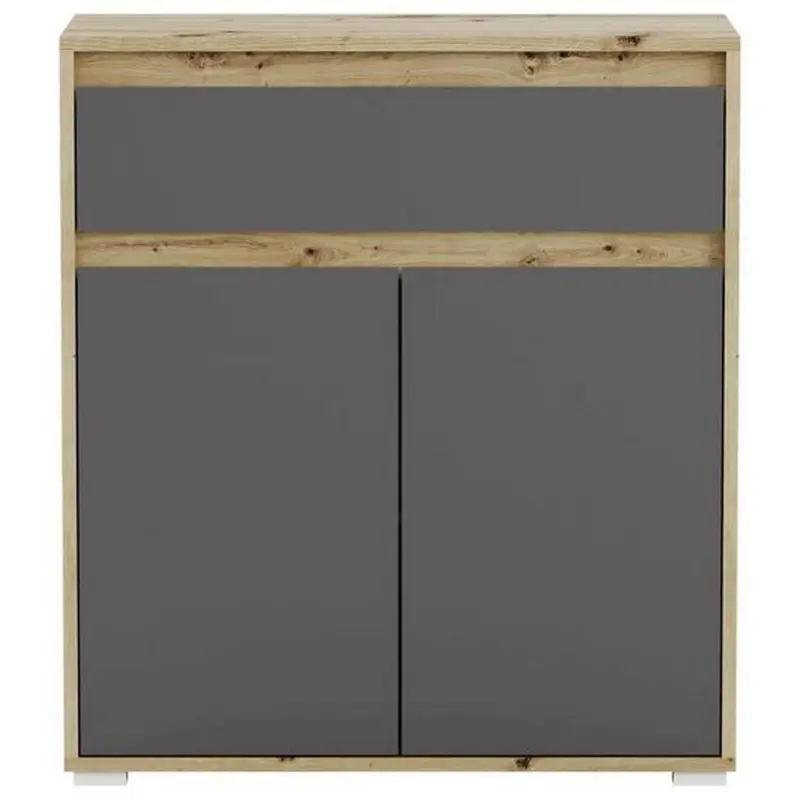 Kommode Grifflos B: 76 Cm Torino Eiche Dekor/grau