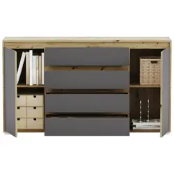 Kommode Grifflos B: 149 Cm Torino Eiche Dekor/grau