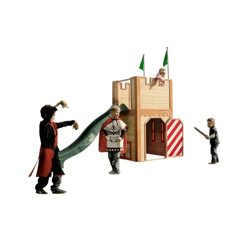 Spielturm Braun/grün/rot Ritter H: 110 Cm 2-Teilig