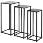 Möbelix Blumensäule 3er-Set Metall Mit Ablagefläche Schwarz Blackburn