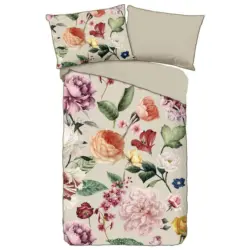 Wendebettwäsche 140x200 cm Fiori Sandfarben Blume